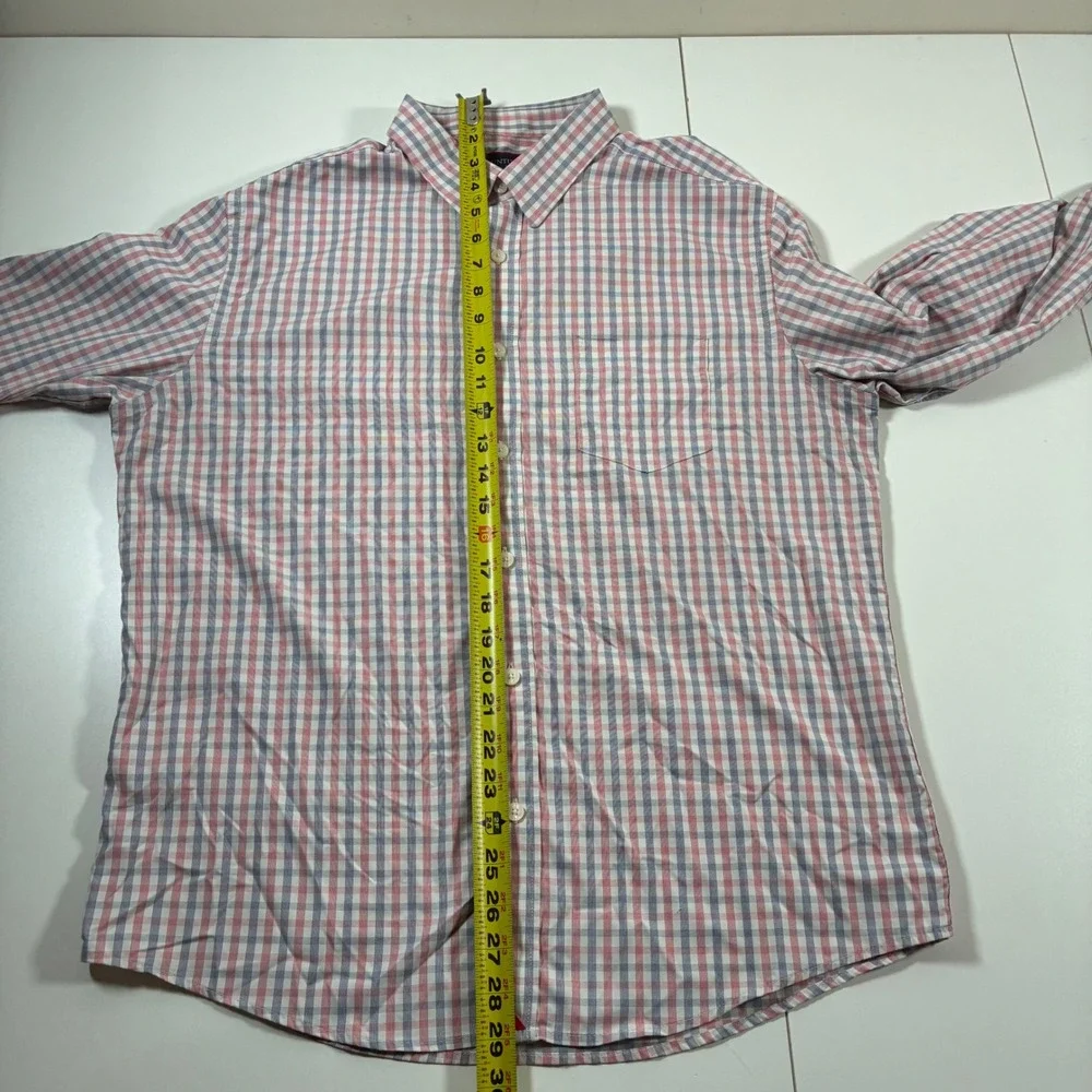 UNTUCKit Performance Shirt Shirt Large Red Blue Check Slim Fit Nylon Stretch